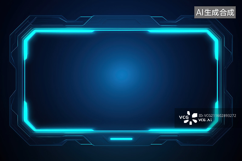 【AI数字艺术】蓝色科技边框界面图片素材