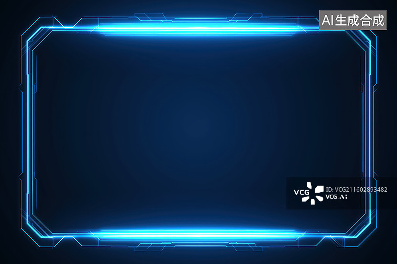 【AI数字艺术】蓝色发光科技边框图片素材