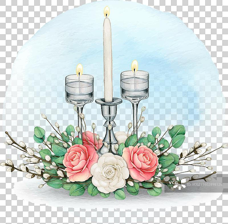 水彩手绘雅致花卉中心装饰图片素材