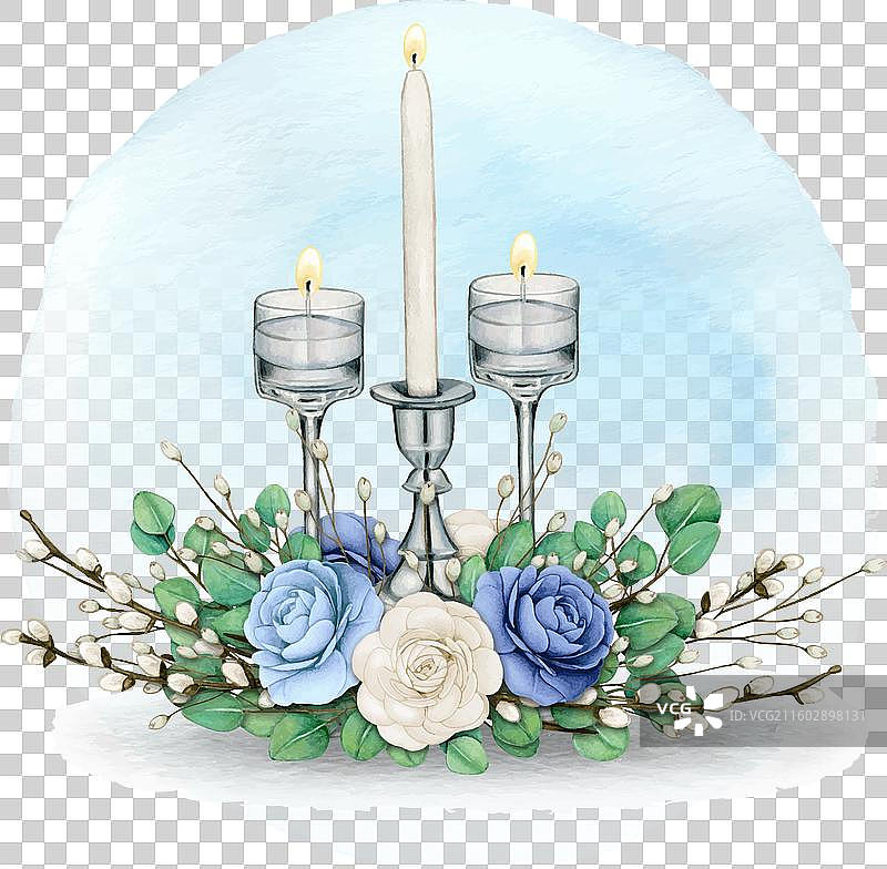 水彩手绘雅致花卉中心装饰图片素材