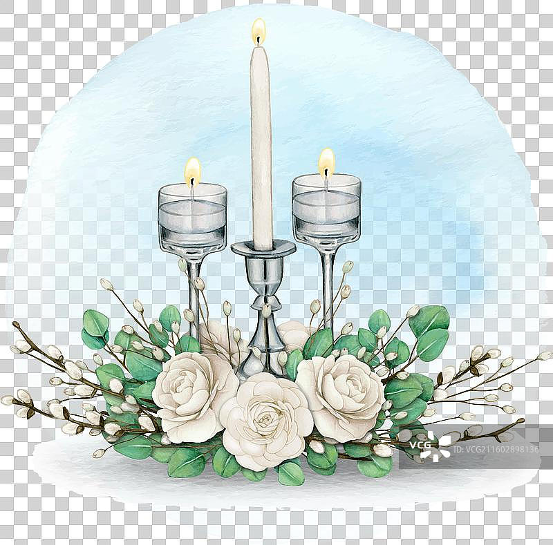 水彩手绘优雅花卉中心装饰图片素材