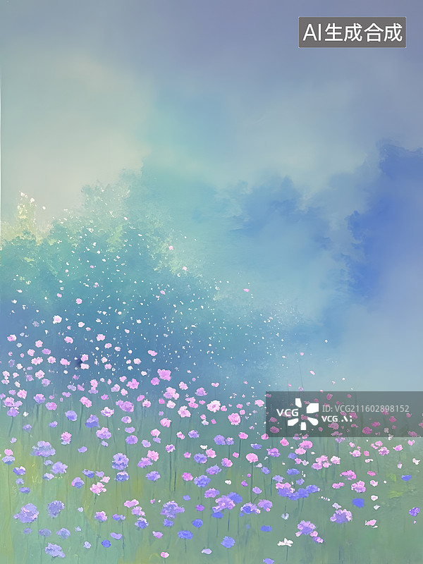 【AI数字艺术】薰衣草紫罗兰水彩画图片素材