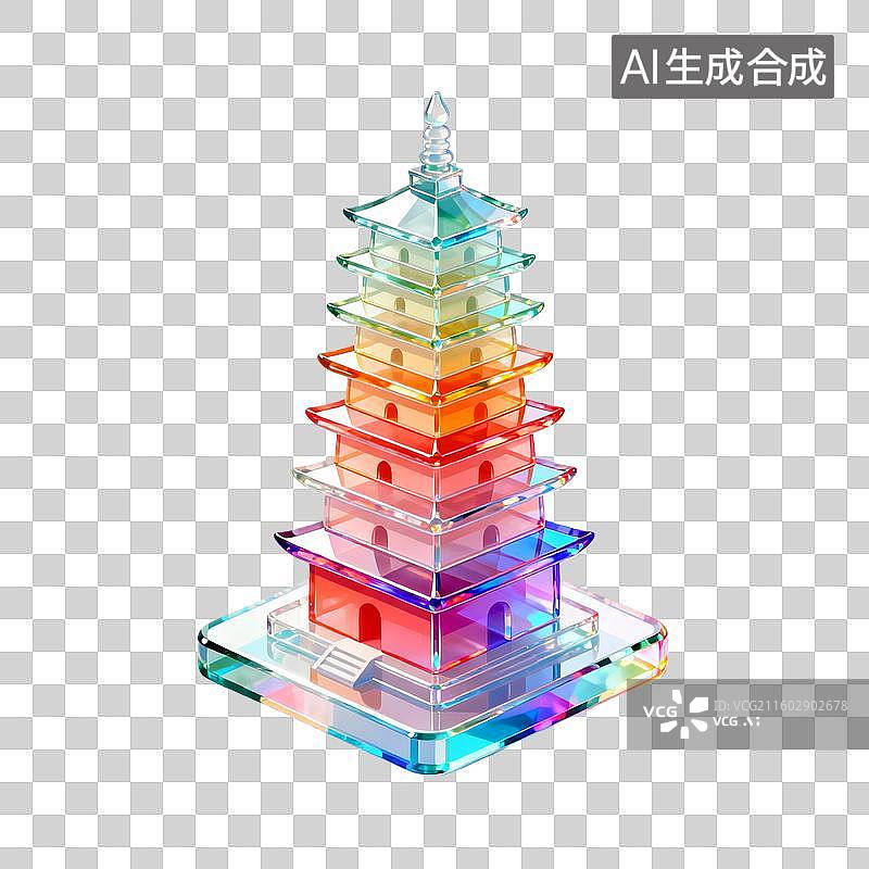 【AI数字艺术】琉璃材质的中国古典建筑图片素材