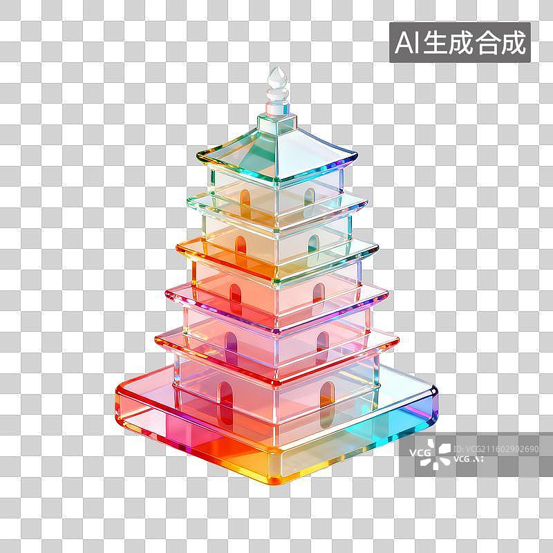 【AI数字艺术】琉璃材质的中国古典建筑图片素材