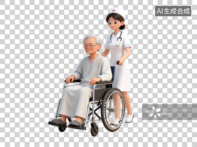 【AI数字艺术】老年医疗服务插画图片素材