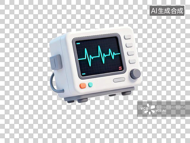 【AI数字艺术】心电图机器插画图片素材