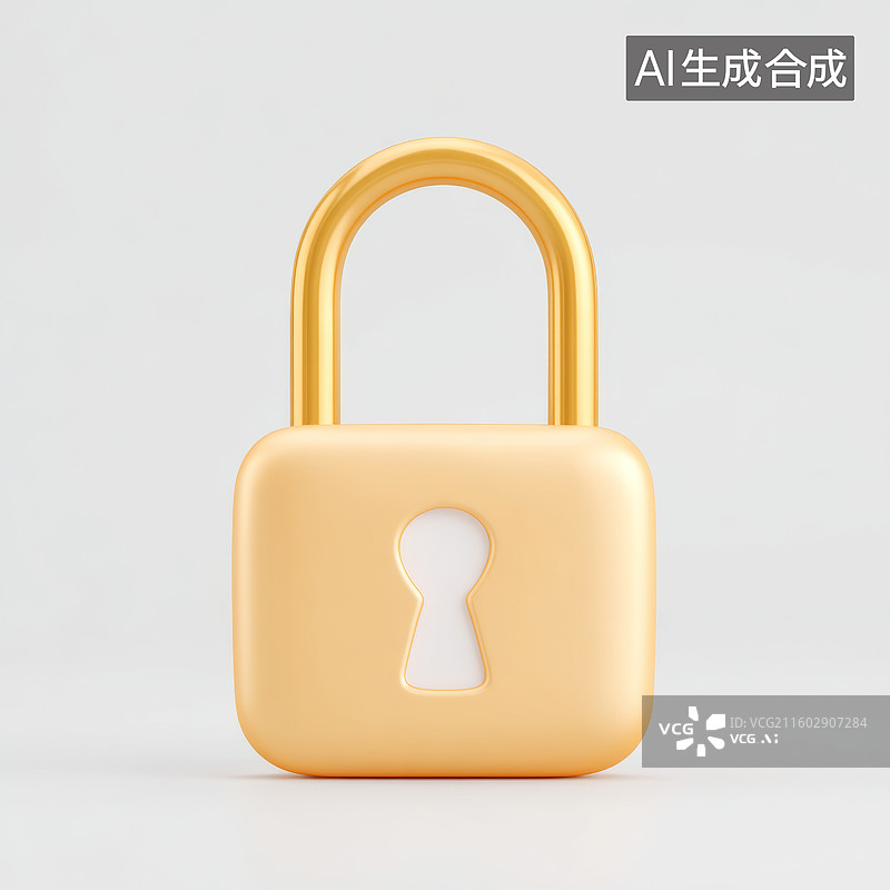 【AI数字艺术】金色的锁具在白色背景上图片素材