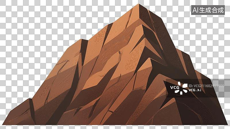 【AI数字艺术】3D渲染免抠图形元素卡通手绘风格石头高山山脉岩石图片素材