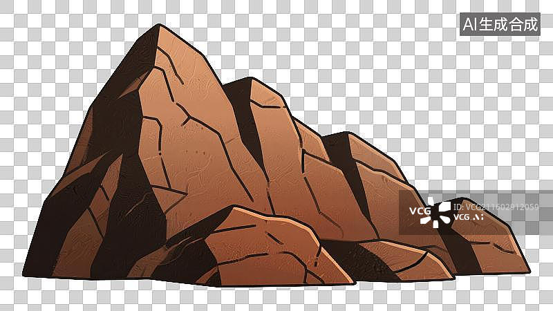 【AI数字艺术】3D渲染免抠图形元素卡通手绘风格石头高山山脉岩石图片素材