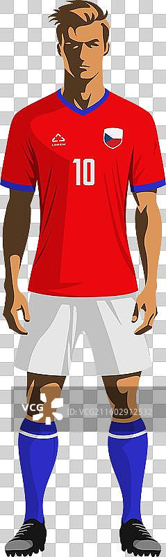 捷克国家队队服的足球运动员图片素材