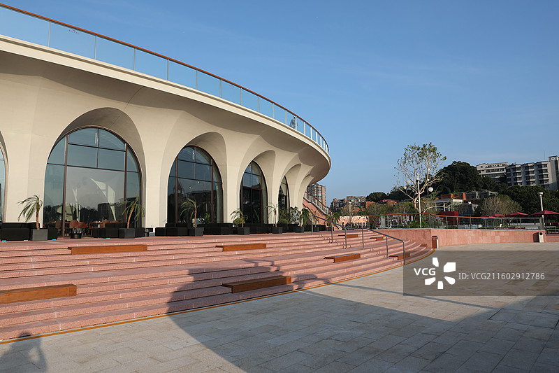 闽江之心中洲岛改建建筑欧式古典建筑拱券圈建筑拱形解放大桥图片素材