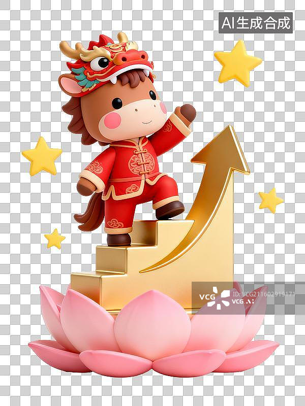 【AI数字艺术】3D马年“玄学”祈福元素：龙马精神图片素材