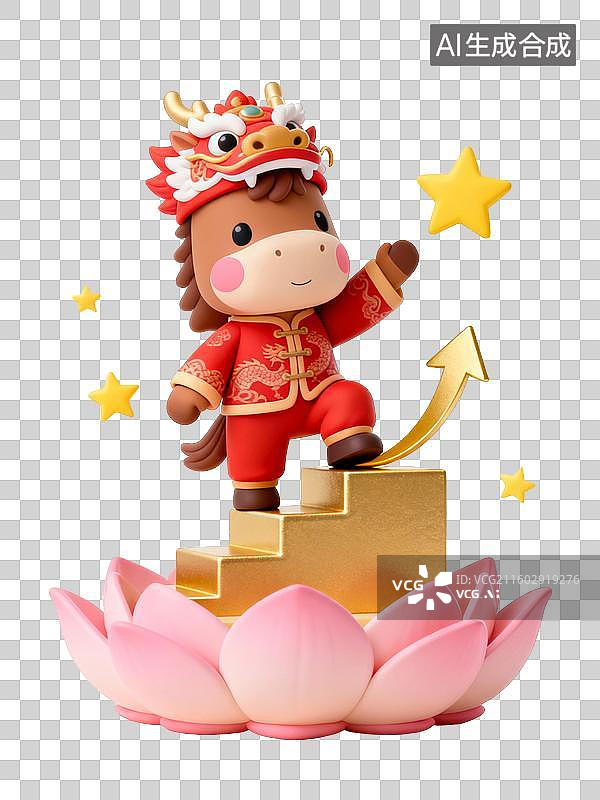 【AI数字艺术】3D马年“玄学”祈福元素：龙马精神图片素材