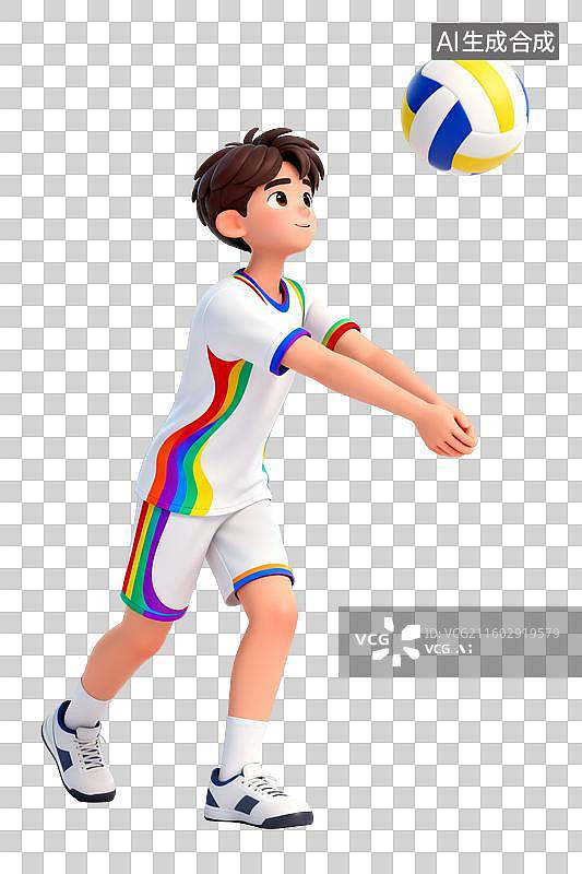 【AI数字艺术】3D 卡通排球运动员比赛训练素材图片素材