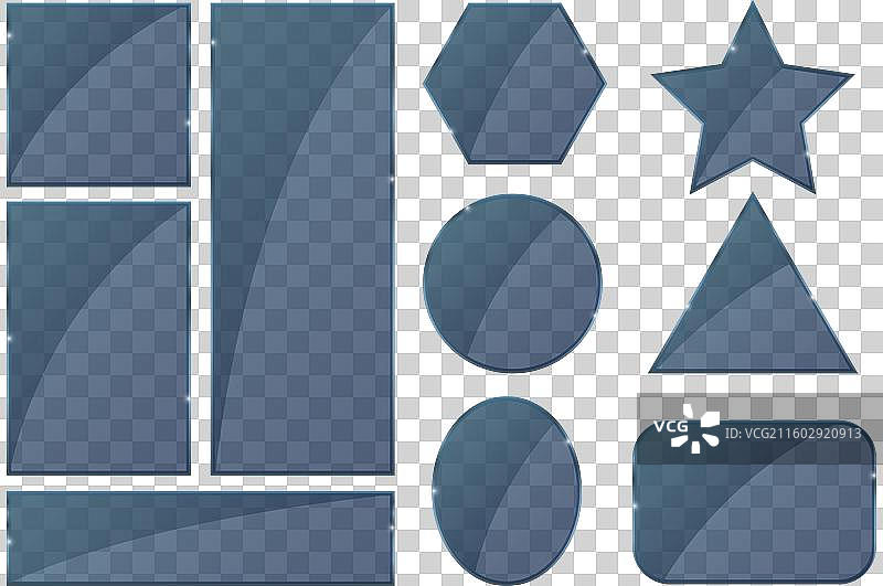 一套透明玻璃横幅，带有图片素材