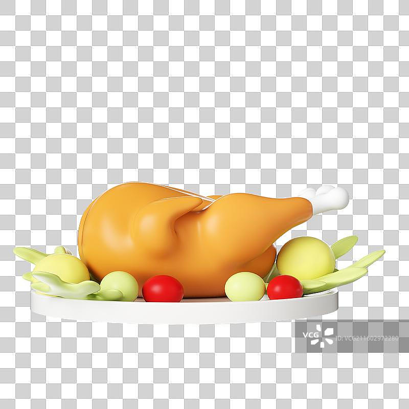 烤火鸡3d卡通矢量图标图片素材