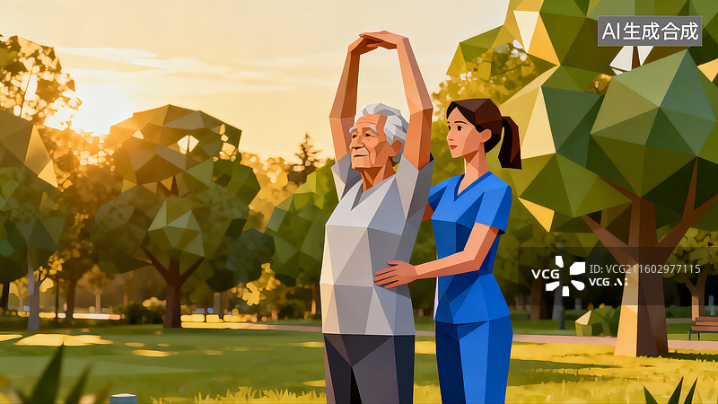 【AI数字艺术】民生，银发经济，老年护理，退休生活，退休后的健康生活方式图片素材