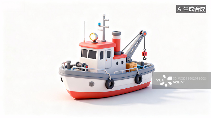 【AI数字艺术】3d卡通风格拖船模型图片素材
