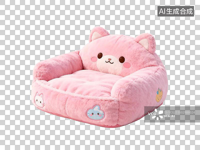 【AI数字艺术】社会热点 萌宠经济 粉色猫咪造型宠物床图片素材