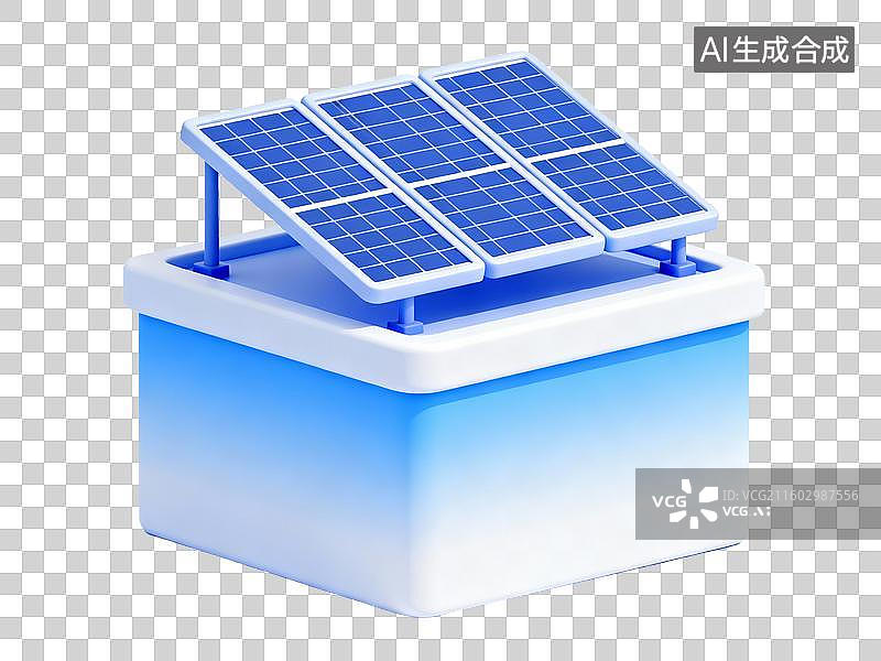 【AI数字艺术】蓝白配色太阳能能源装置图片素材