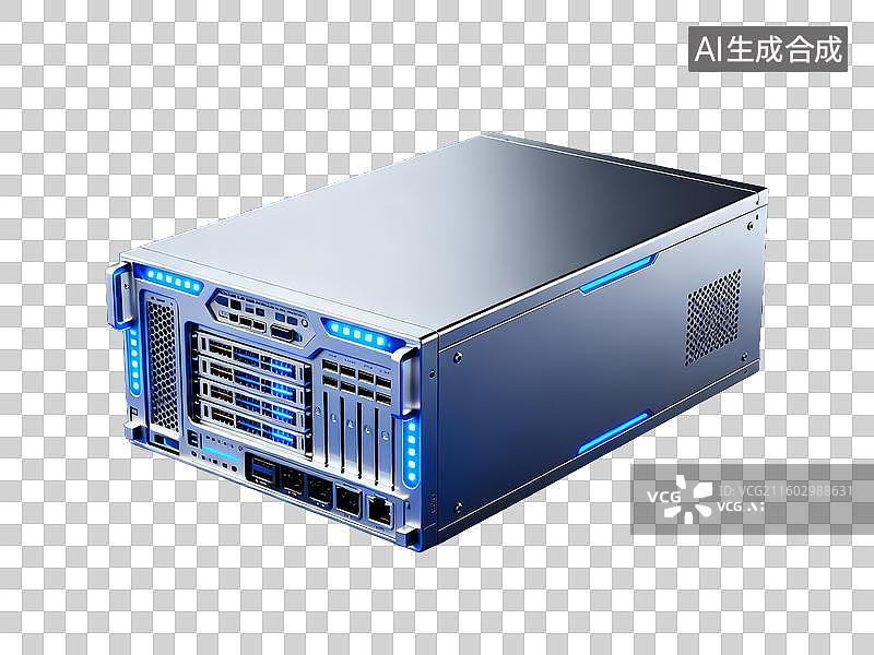 【AI数字艺术】新科技主题 量子计算机 蓝色服务器机箱设备图片素材