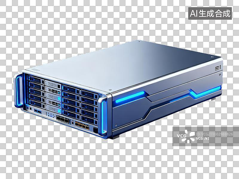 【AI数字艺术】新科技主题 量子计算机 蓝色发光服务器设备图片素材