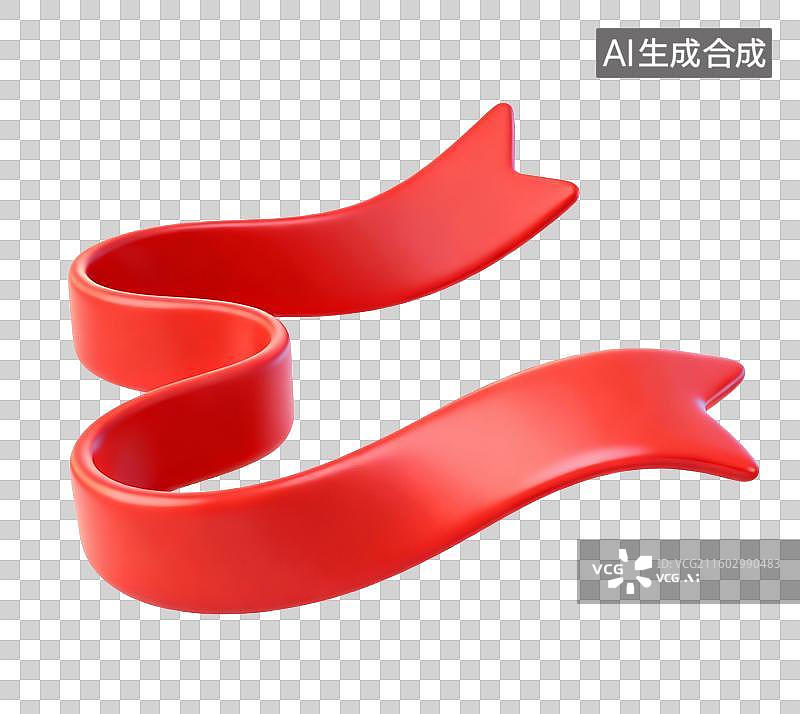 【AI数字艺术】红色弯曲丝带形状物件图片素材