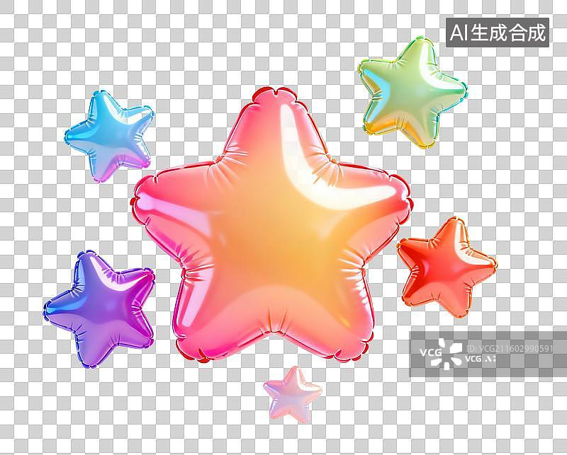 【AI数字艺术】多彩星形气球营造节日氛围图片素材