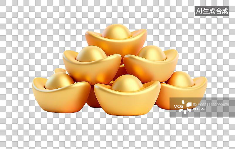 【AI数字艺术】一堆象征财富的金色元宝图片素材