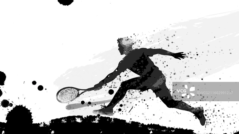 水墨 运动 人物 插画 网球 大满贯 比赛图片素材