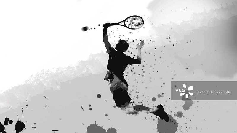 水墨 运动 人物 插画 网球 大满贯 比赛图片素材