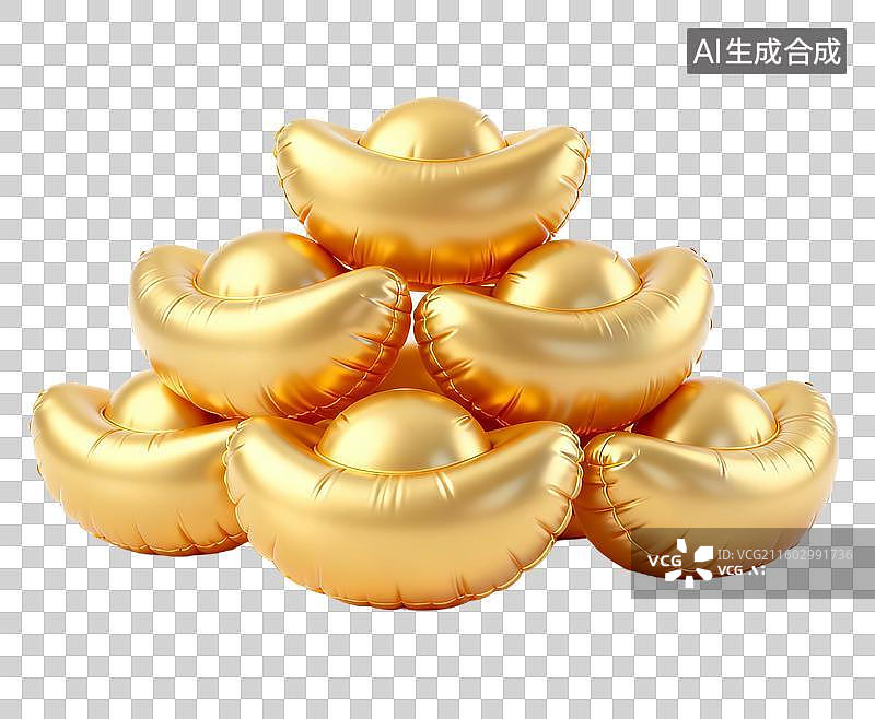 【AI数字艺术】金色元宝造型气球堆图片素材