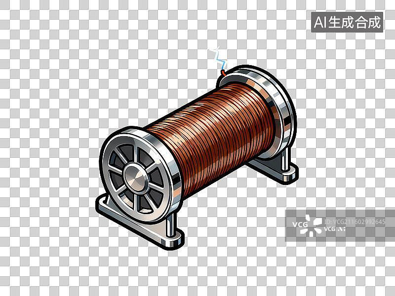【AI数字艺术】新科技主题 特斯拉线圈 铜线绕组电感器图片素材