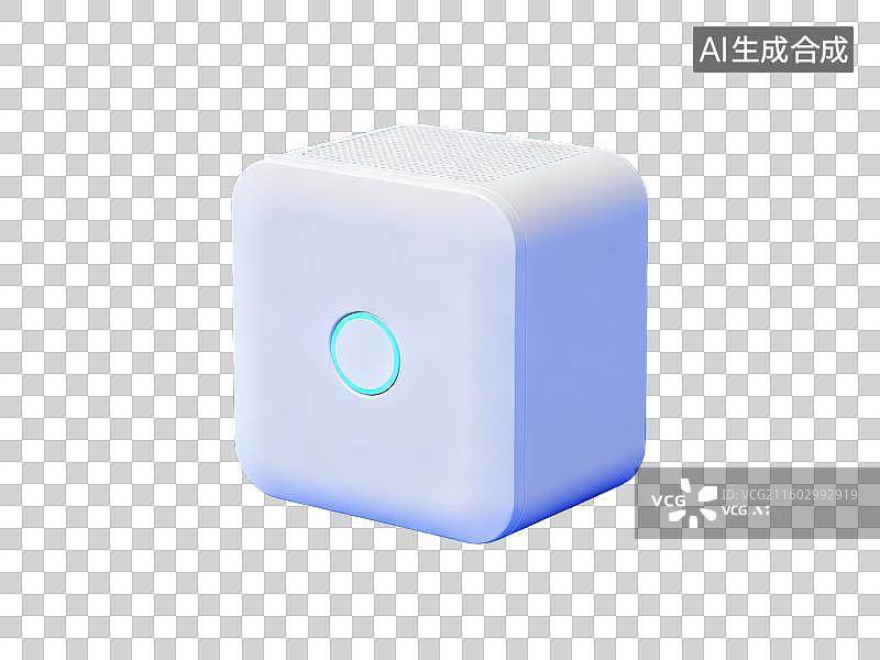 【AI数字艺术】新科技主题 智能家居控制系统概念 蓝色发光立方体设备图片素材