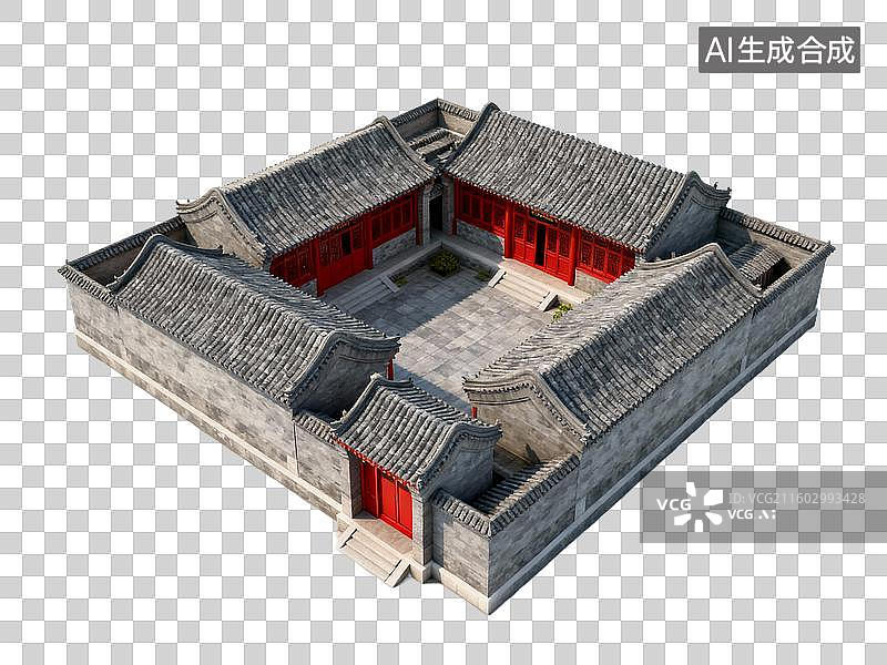 【AI数字艺术】中国古代建筑传统四合院免抠设计素材图片素材
