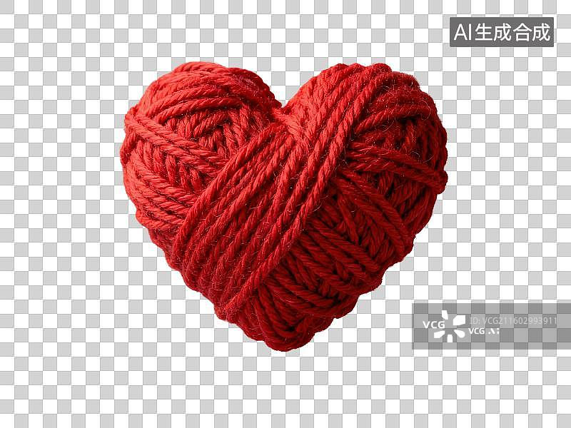 【AI数字艺术】3D渲染免抠图形元素红色毛线针织编织爱心图片素材