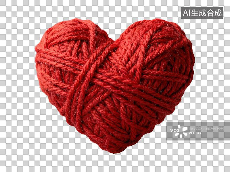 【AI数字艺术】3D渲染免抠图形元素红色毛线针织编织爱心图片素材