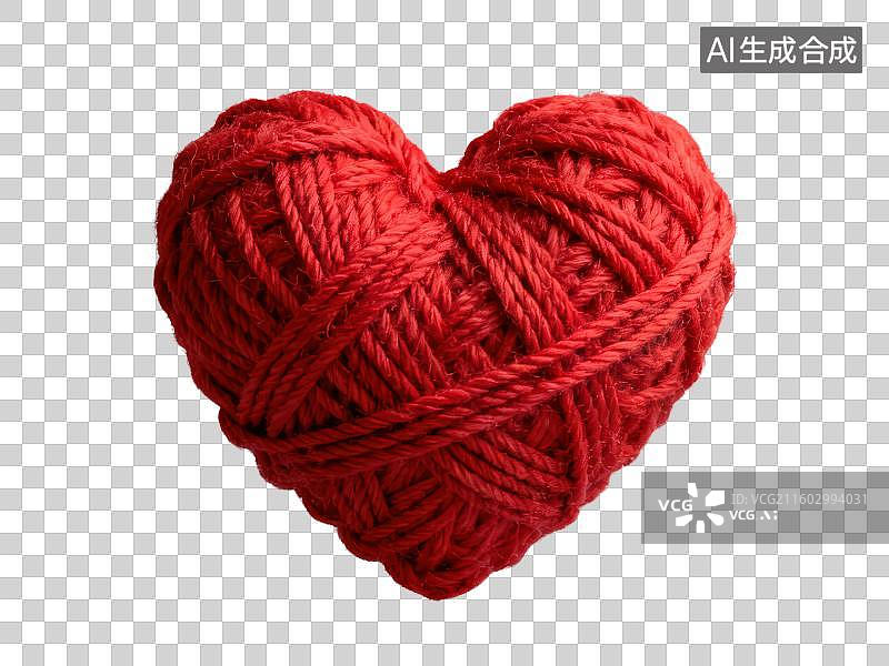 【AI数字艺术】3D渲染免抠图形元素红色毛线针织编织爱心图片素材
