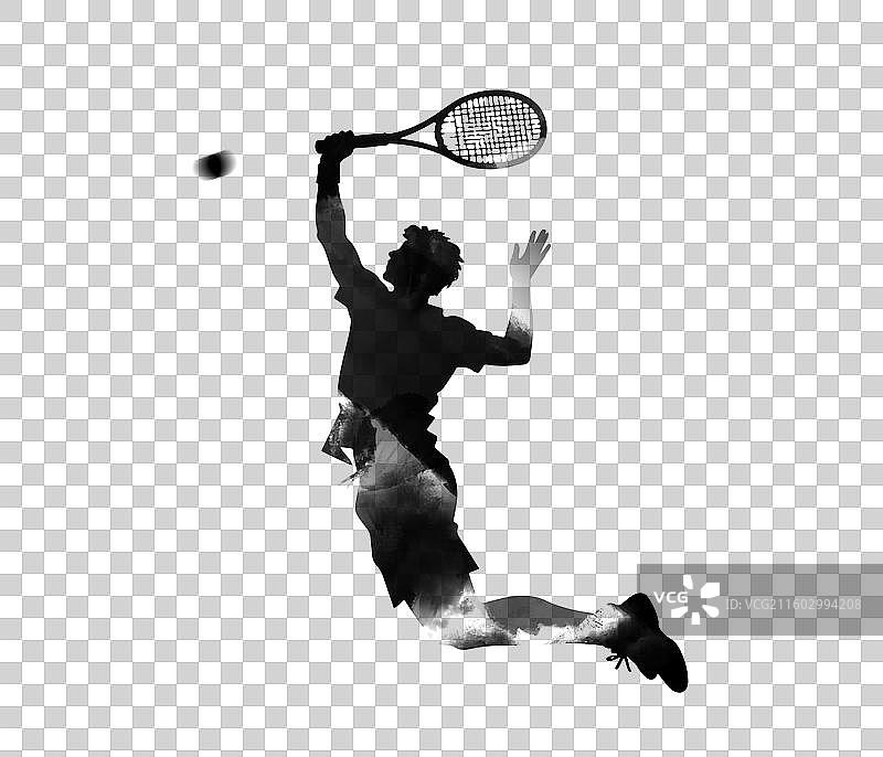 水墨 运动 人物 插画 网球 大满贯 比赛图片素材