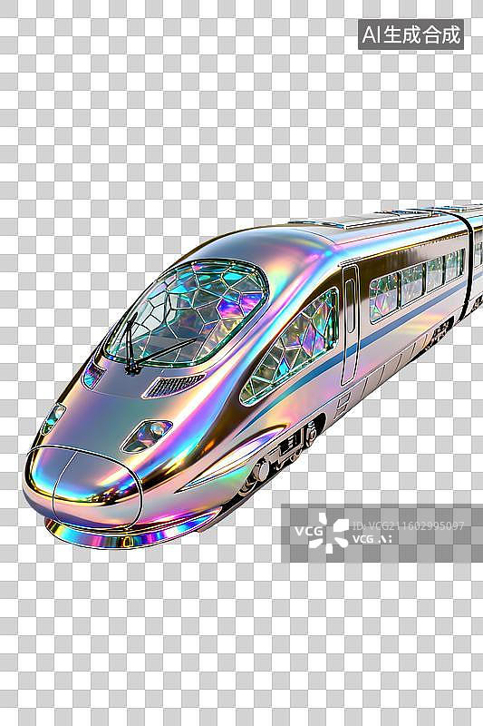 【AI数字艺术】酸性镭射金属高速列车 金属镭射高铁列车 高铁模型图片素材