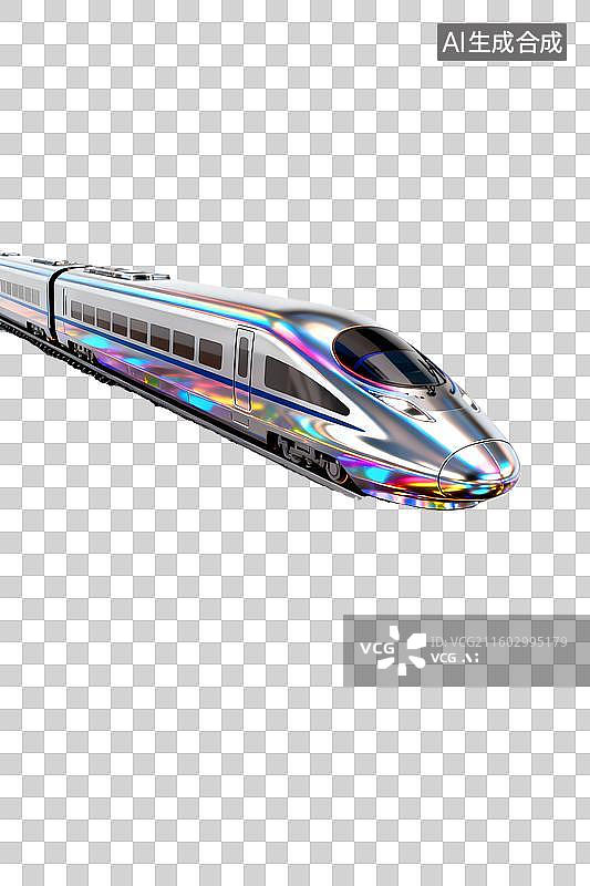 【AI数字艺术】酸性镭射金属高速列车 金属镭射高铁列车 高铁模型图片素材