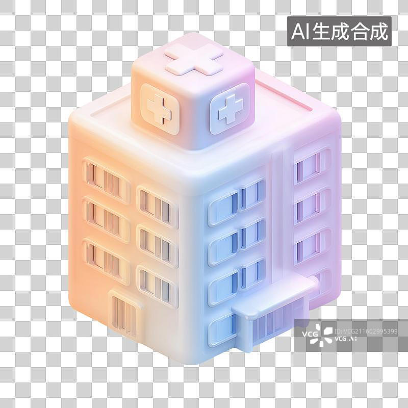【AI数字艺术】医院建筑3D图标图片素材