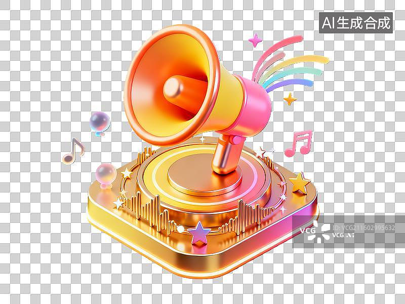 【AI数字艺术】3d电商购物促销小喇叭元素图片素材