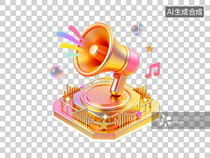 【AI数字艺术】3d电商购物促销小喇叭元素图片素材