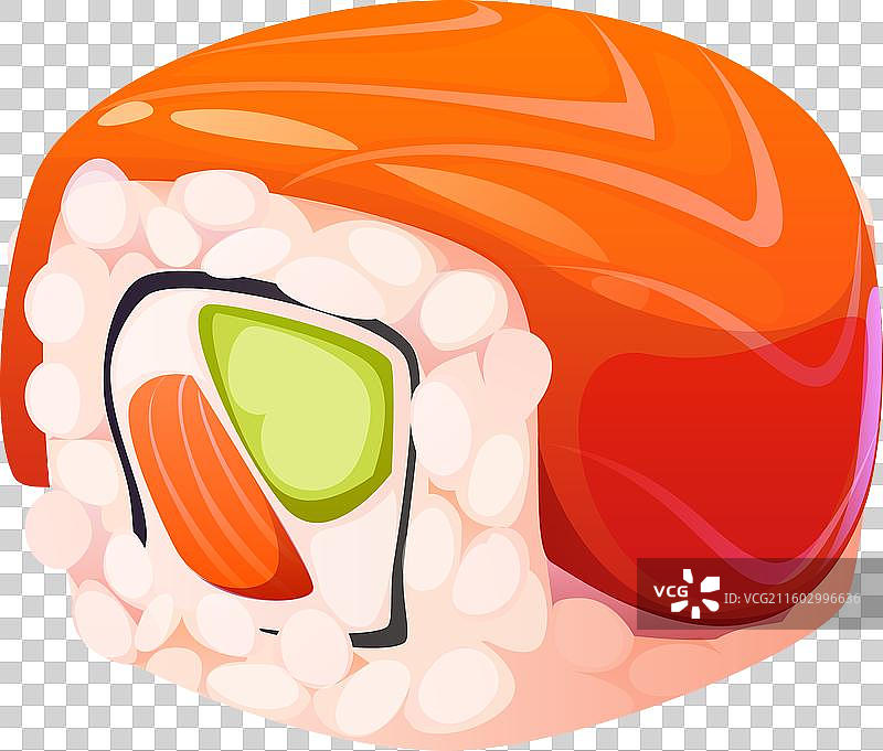 卡通日式加州卷，配三文鱼图片素材