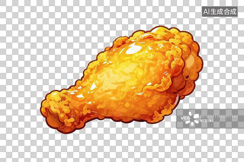 【AI数字艺术】卡通风格，香酥炸鸡腿PNG格式的免扣元素图片素材