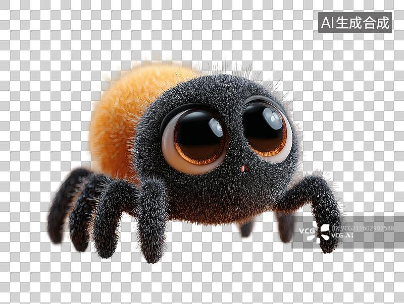 【AI数字艺术】卡通风格，一只可爱的大眼睛蜘蛛PNG格式的免扣元素图片素材