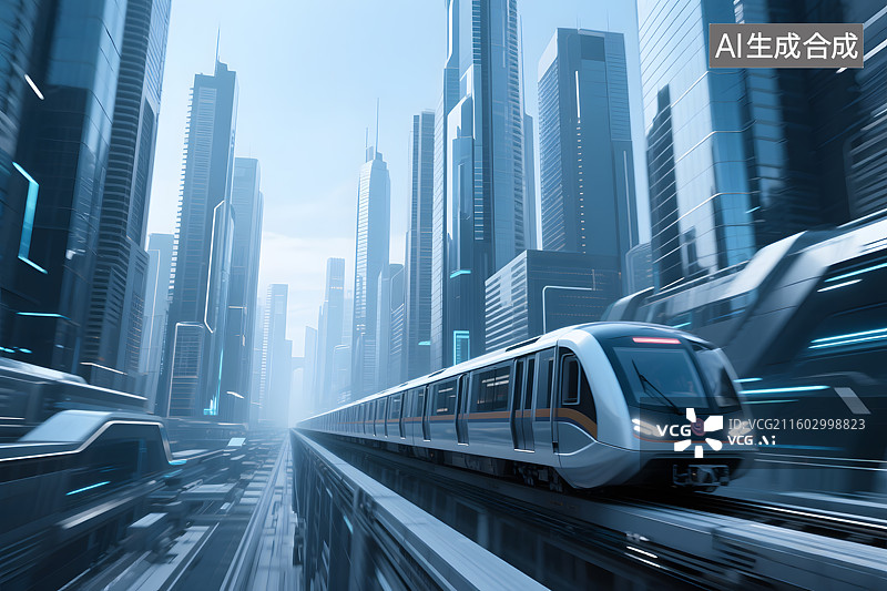 【AI数字艺术】未来城市磁悬浮列车图片素材