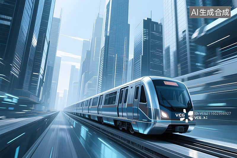【AI数字艺术】未来城市磁悬浮列车图片素材