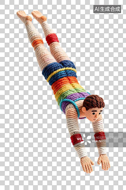 【AI数字艺术】色彩斑斓的钩织潜水人物图片素材